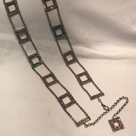 Square Gem chain belt, 38” - Picture 3 of 8